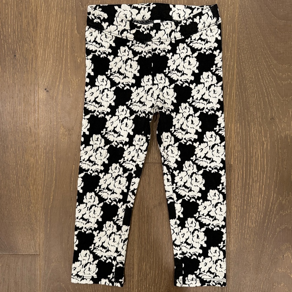 NWT Janie and Jack black floral quilted pants 3T